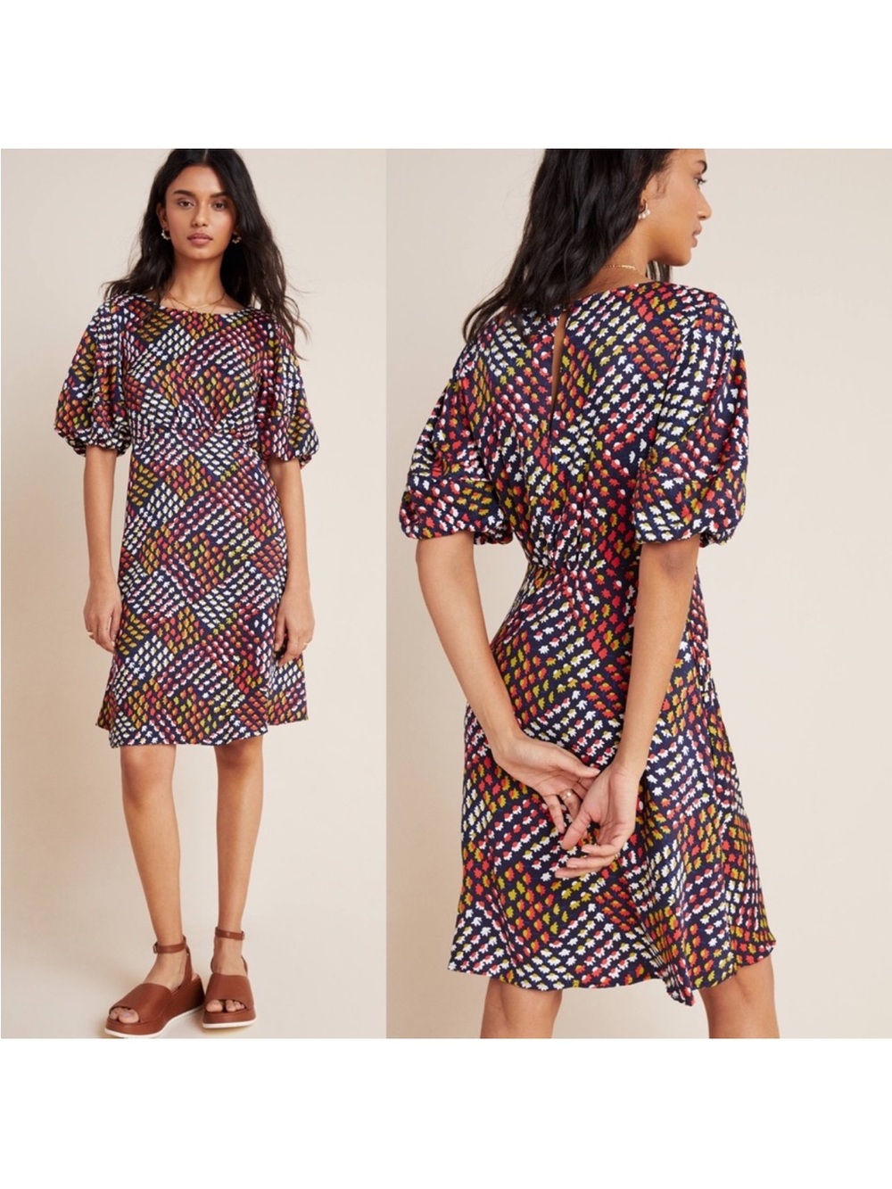 Maeve Melody Printed Puff-Sleeve Dress